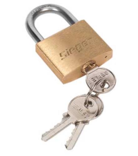 Sealey 40mm Brass Body Padlock with Brass Cylinder S0987-SEA - S0987Image1.jpg