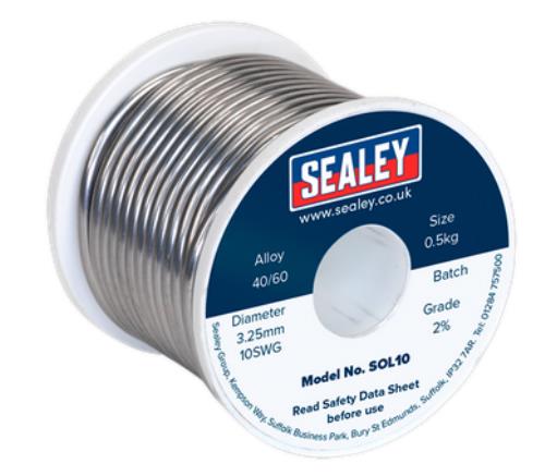 Sealey Solder Wire Quick Flow 3.25mm/10SWG 40/60 0.5kg Reel SOL10 - SOL10Image1.jpg