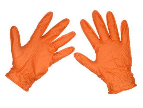 Sealey Orange Diamond Grip Extra-Thick Nitrile P-Free Gloves Large x50 SSP56L-SEA - SSP56LImage1.jpg