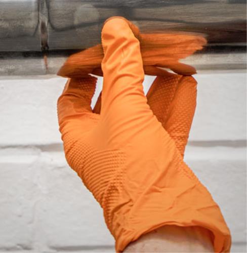 Sealey Orange Diamond Grip Extra-Thick Nitrile P-Free Gloves Large x50 SSP56L-SEA - SSP56LImage2.jpg