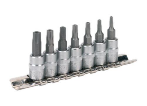 Sealey 7 Piece 1/4 Inch Square Drive TRX-TS* Security Socket Bit Set SX106-SEA - SX106Image1.jpg