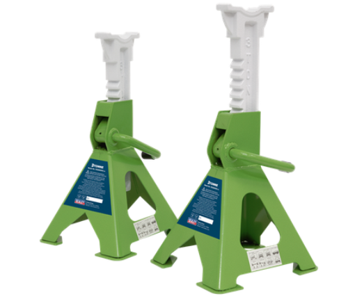 Ratchet Type Axle Stands (Pair) 3 Tonne Capacity each Hi-Vis Green VS2003HV-SEA - VS2003HVImage1.png