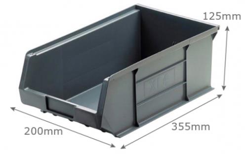 Plastor XL4/GREY Picking Bin Size 4 (Single) Grey Recycled XL4 - XL4_picking_bin_grey_dimensions.jpg