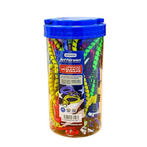 Jefferson 20 Piece Assorted Elastic Straps Bungee Straps JEFESMIX-20-JEFF - jefesmix-20_2.jpg