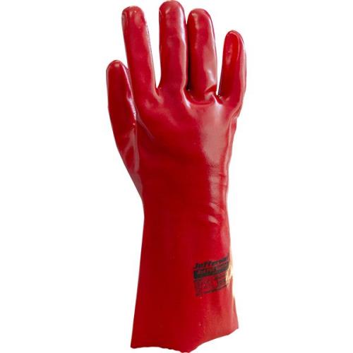 Jefferson Red PVC Gauntlet X Large Safety Work Gloves JEFGLPVCG-XL-JEFF - jefglpvcg-xl__1_1.jpg