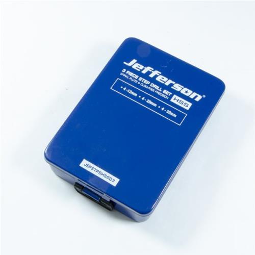 Jefferson 3 Piece HSS Step Drill Set (4-12 4-20 4-32mm) JEFSTPSHSS03-JEFF - jefstpshss03__1_1.jpg