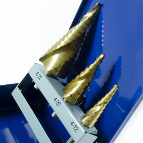 Jefferson 3 Piece HSS Step Drill Set (4-12 4-20 4-32mm) JEFSTPSHSS03-JEFF - jefstpshss03__2.jpg