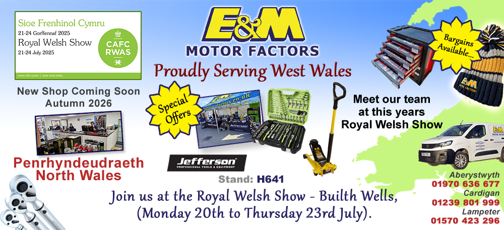 E and M Motor Factors See us at the Royal Welsh Show 2026